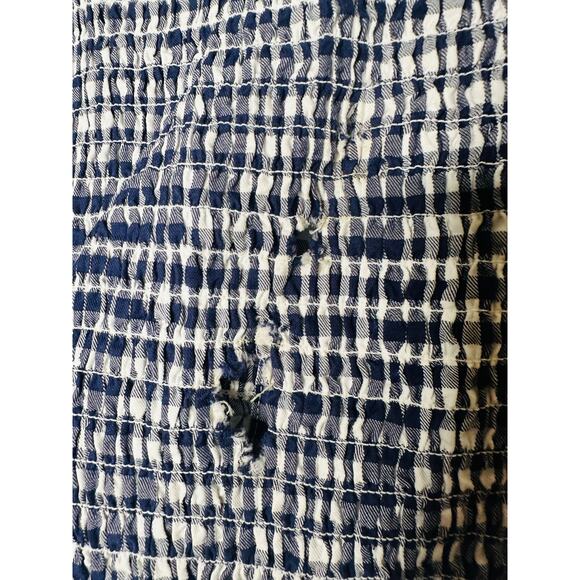 JASON WU COLLECTIVE Navy White Gingham Smocked Collared Mini Dress Size 4 - Picture 10 of 11